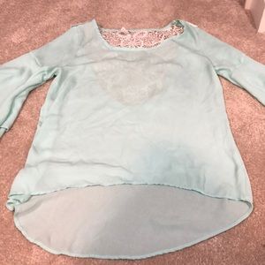 Auditions sheer seafoam green top